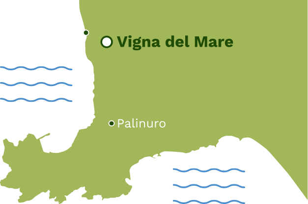 Mappa di Vigna del Mare e Palinuro, con indicazione della spiaggia vicina.